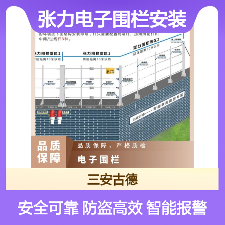 张力电子围栏安装工厂系统特点 防盗报警 三安古德 是 500N SA-ZL