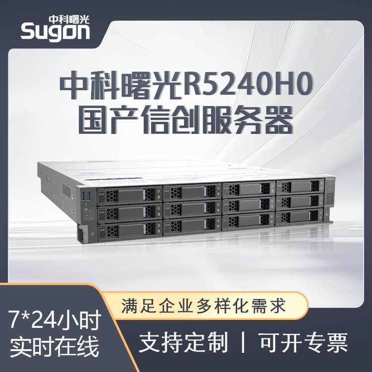 中科可控R5240H0 2U机架式双路 国产信创服务器 适合数据库 虚拟化