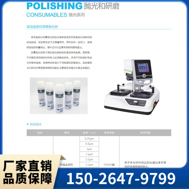 金相抛光剂通过物理研磨与化学作用的协同效应实现抛光功能